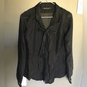 Rare Vintage Nice Collective Vintage Black Silk Button Down Top